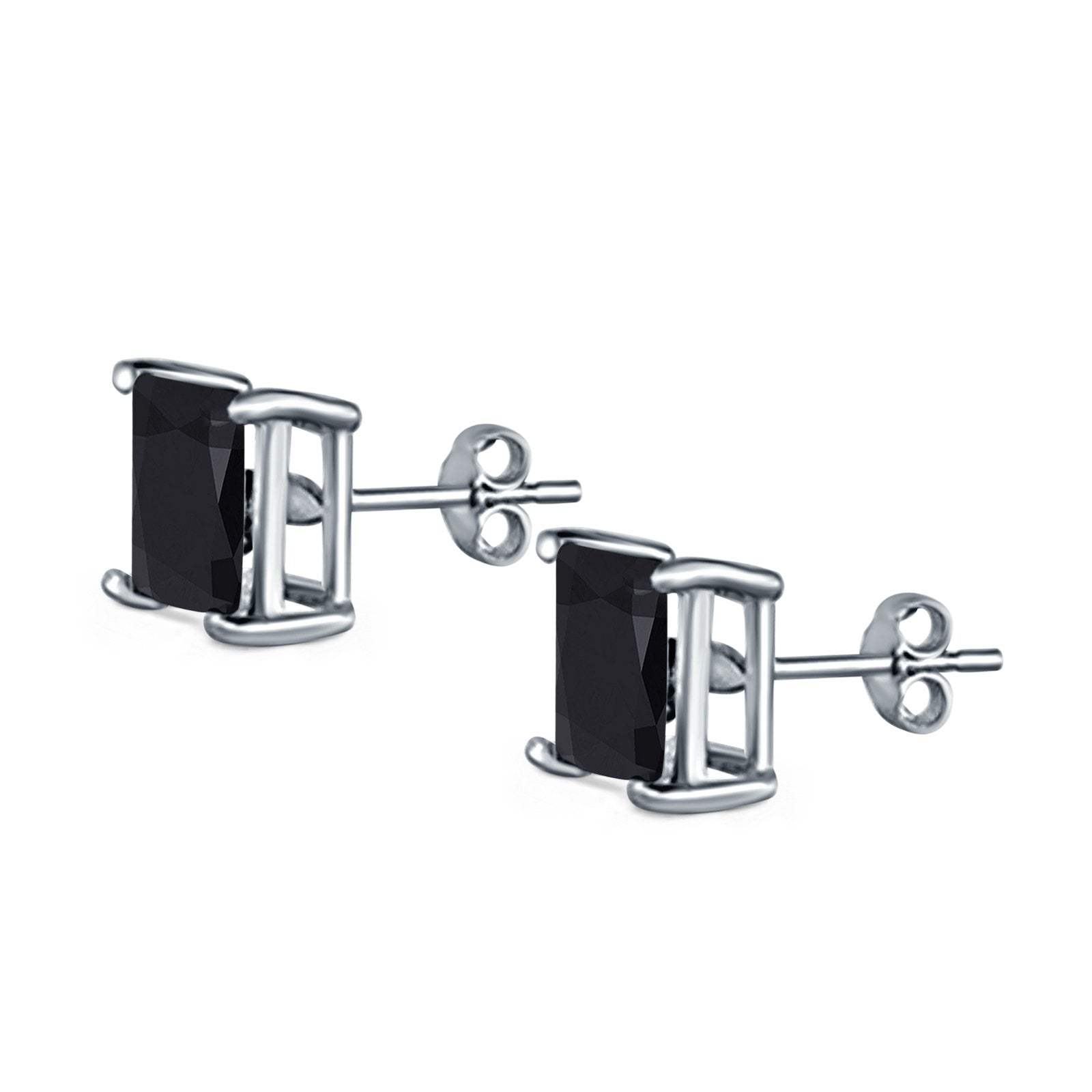 Halo Stud Earrings Princess Cut Simulated Cubic Zirconia 925 Sterling Silver (4mm-10mm)