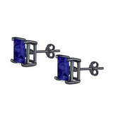 Halo Stud Earrings Princess Cut Simulated Cubic Zirconia 925 Sterling Silver (4mm-10mm)