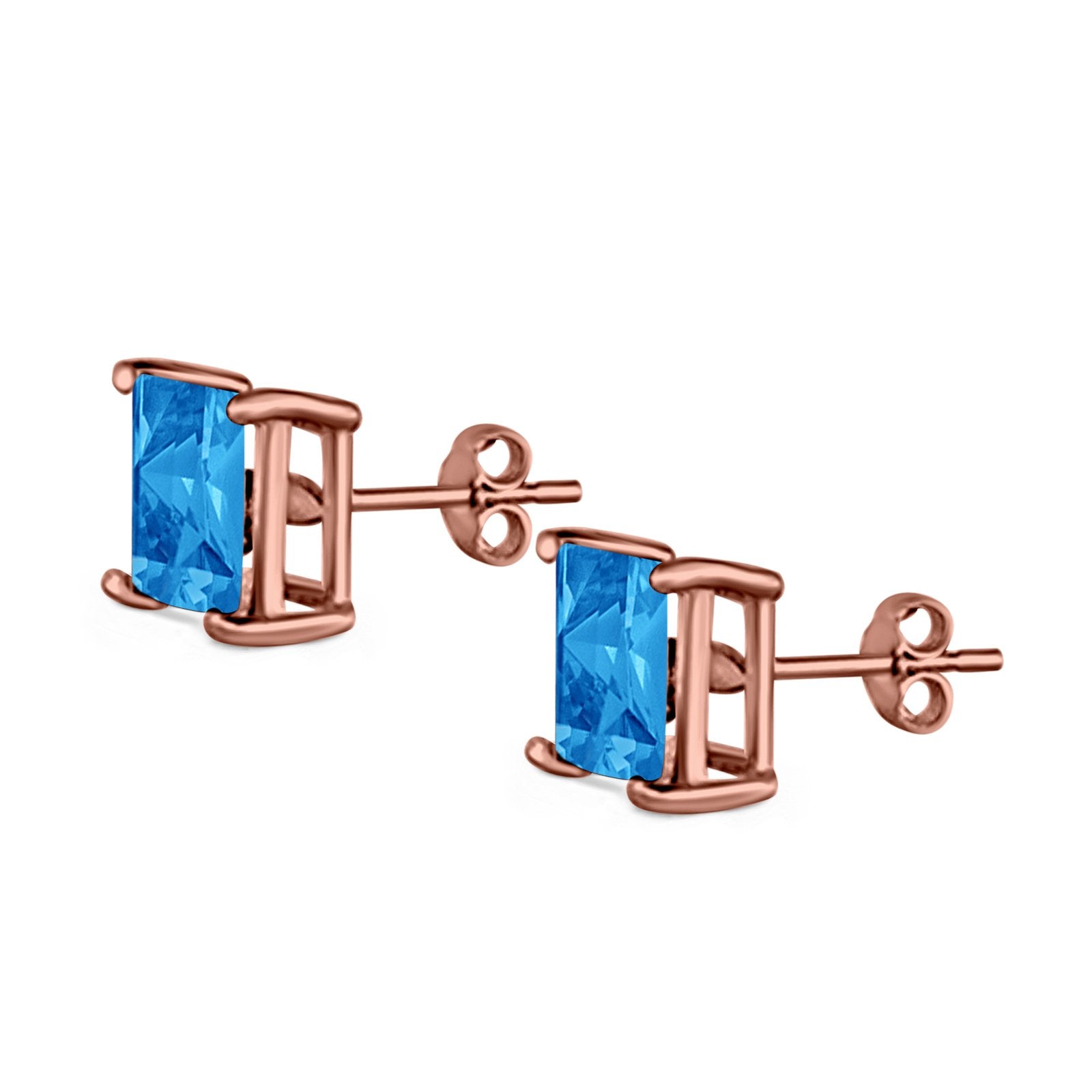 Halo Stud Earrings Princess Cut Simulated Cubic Zirconia 925 Sterling Silver (4mm-10mm)