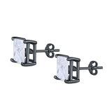 Halo Stud Earrings Princess Cut Simulated Cubic Zirconia 925 Sterling Silver (4mm-10mm)