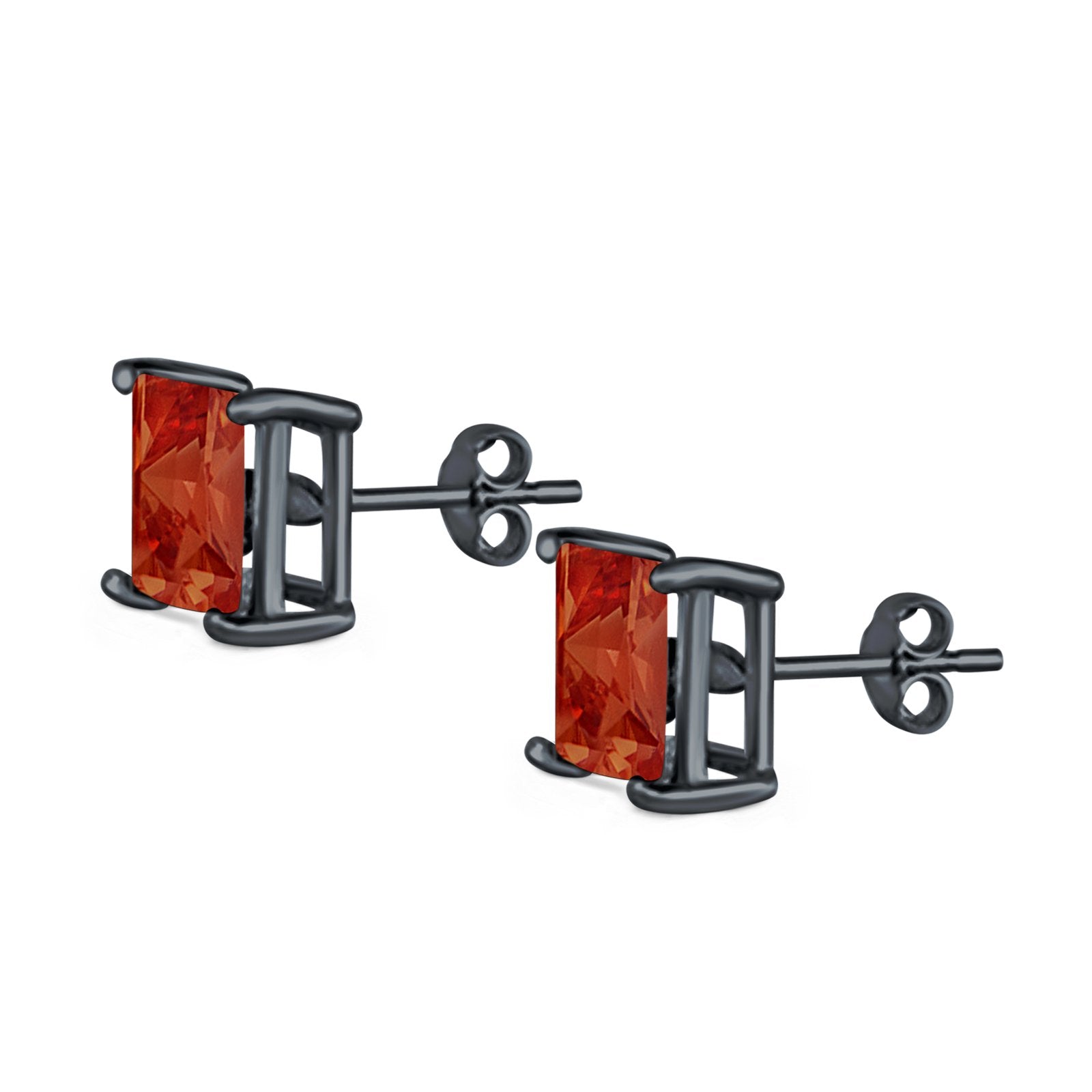 Halo Stud Earrings Princess Cut Simulated Cubic Zirconia 925 Sterling Silver (4mm-10mm)