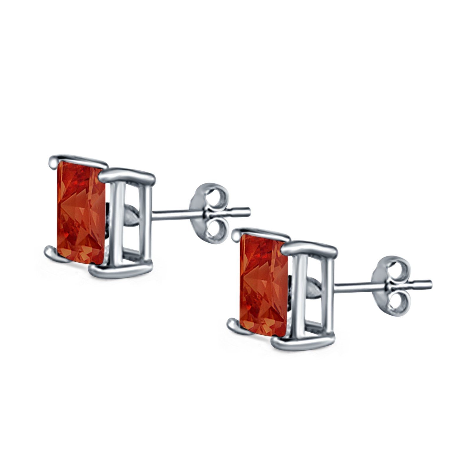Halo Stud Earrings Princess Cut Simulated Cubic Zirconia 925 Sterling Silver (4mm-10mm)
