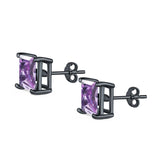 Halo Stud Earrings Princess Cut Simulated Cubic Zirconia 925 Sterling Silver (4mm-10mm)