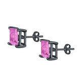 Halo Stud Earrings Princess Cut Simulated Cubic Zirconia 925 Sterling Silver (4mm-10mm)