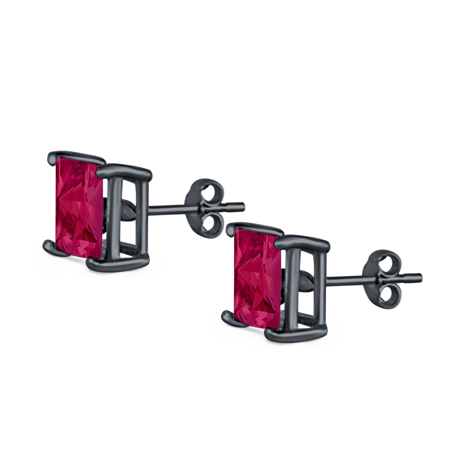 Halo Stud Earrings Princess Cut Simulated Cubic Zirconia 925 Sterling Silver (4mm-10mm)