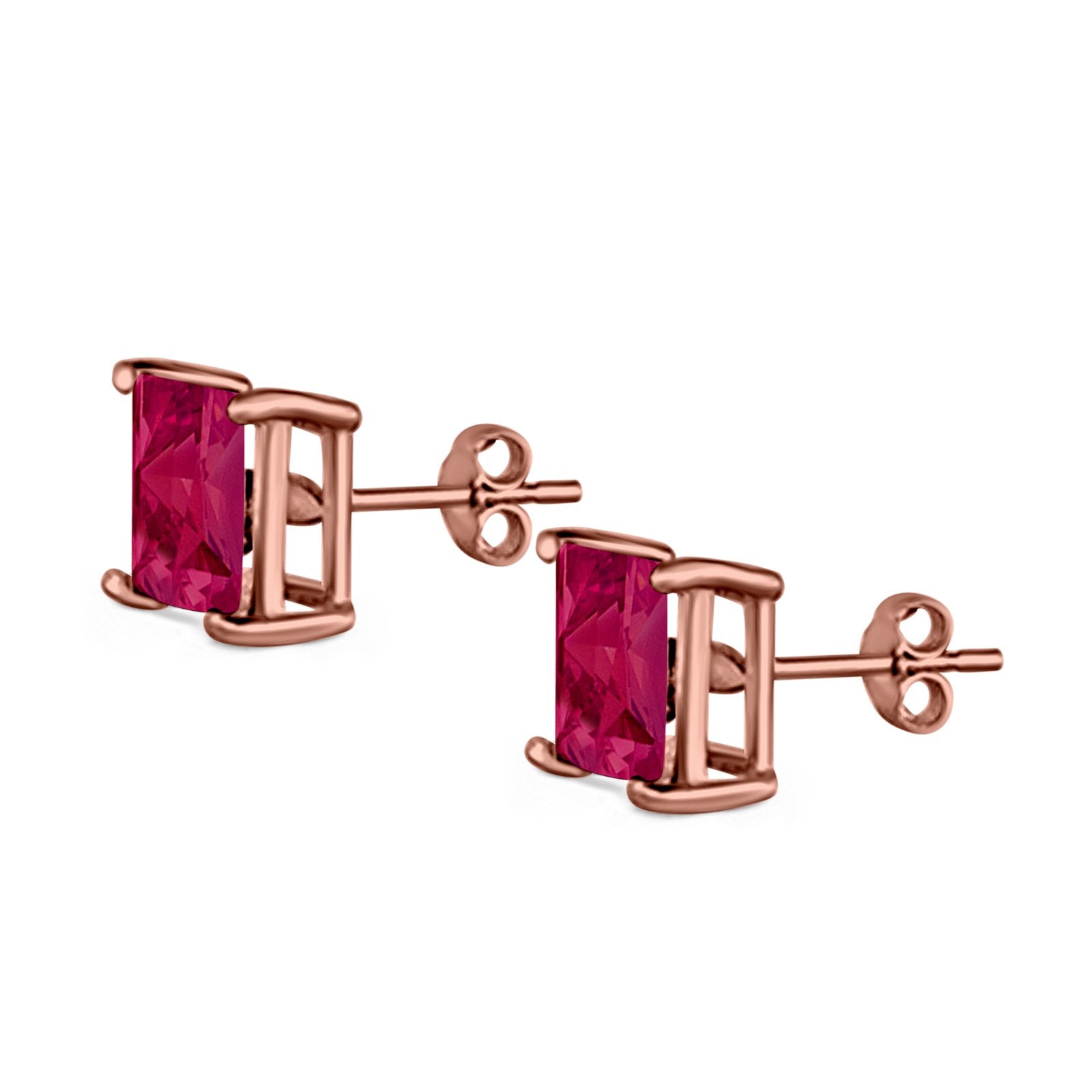 Halo Stud Earrings Princess Cut Simulated Cubic Zirconia 925 Sterling Silver (4mm-10mm)