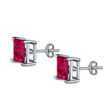 Halo Stud Earrings Princess Cut Simulated Cubic Zirconia 925 Sterling Silver (4mm-10mm)