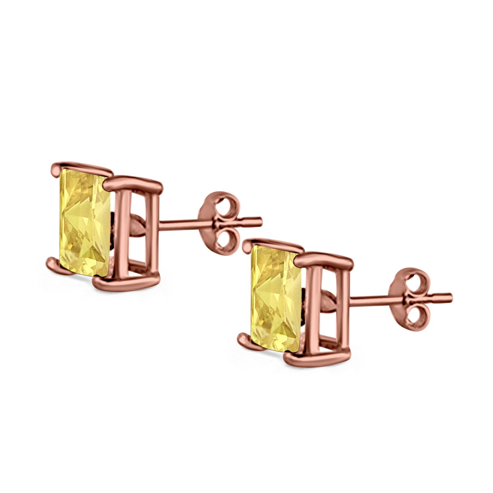 Halo Stud Earrings Princess Cut Simulated Cubic Zirconia 925 Sterling Silver (4mm-10mm)
