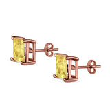 Halo Stud Earrings Princess Cut Simulated Cubic Zirconia 925 Sterling Silver (4mm-10mm)