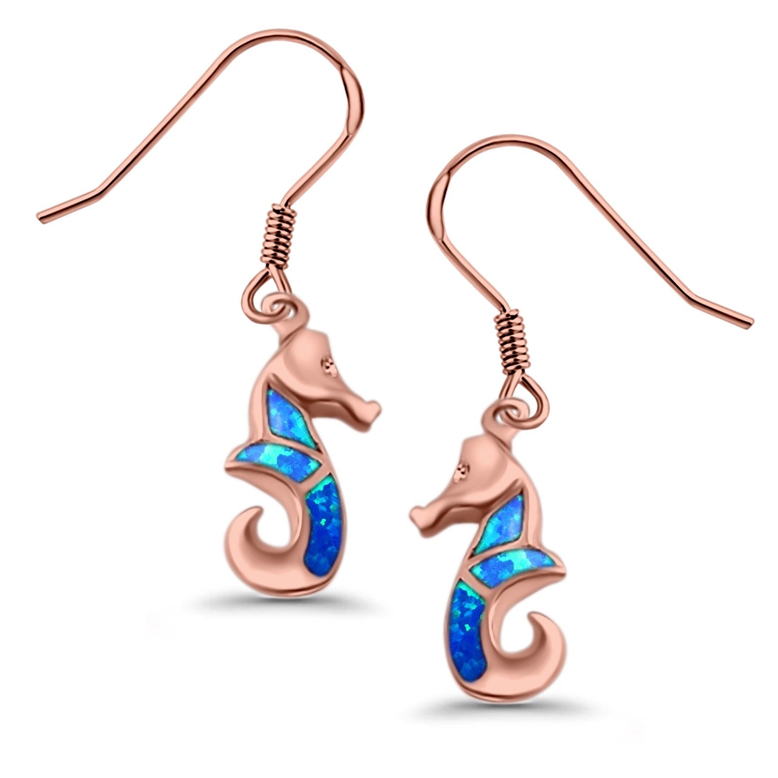 Drop Dangle Seahorse Earrings Lab Created Opal 925 Sterling Silver(21mm)