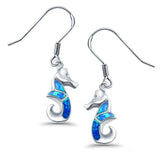 Drop Dangle Seahorse Earrings Lab Created Opal 925 Sterling Silver(21mm)