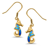 Drop Dangle Seahorse Earrings Lab Created Opal 925 Sterling Silver(21mm)