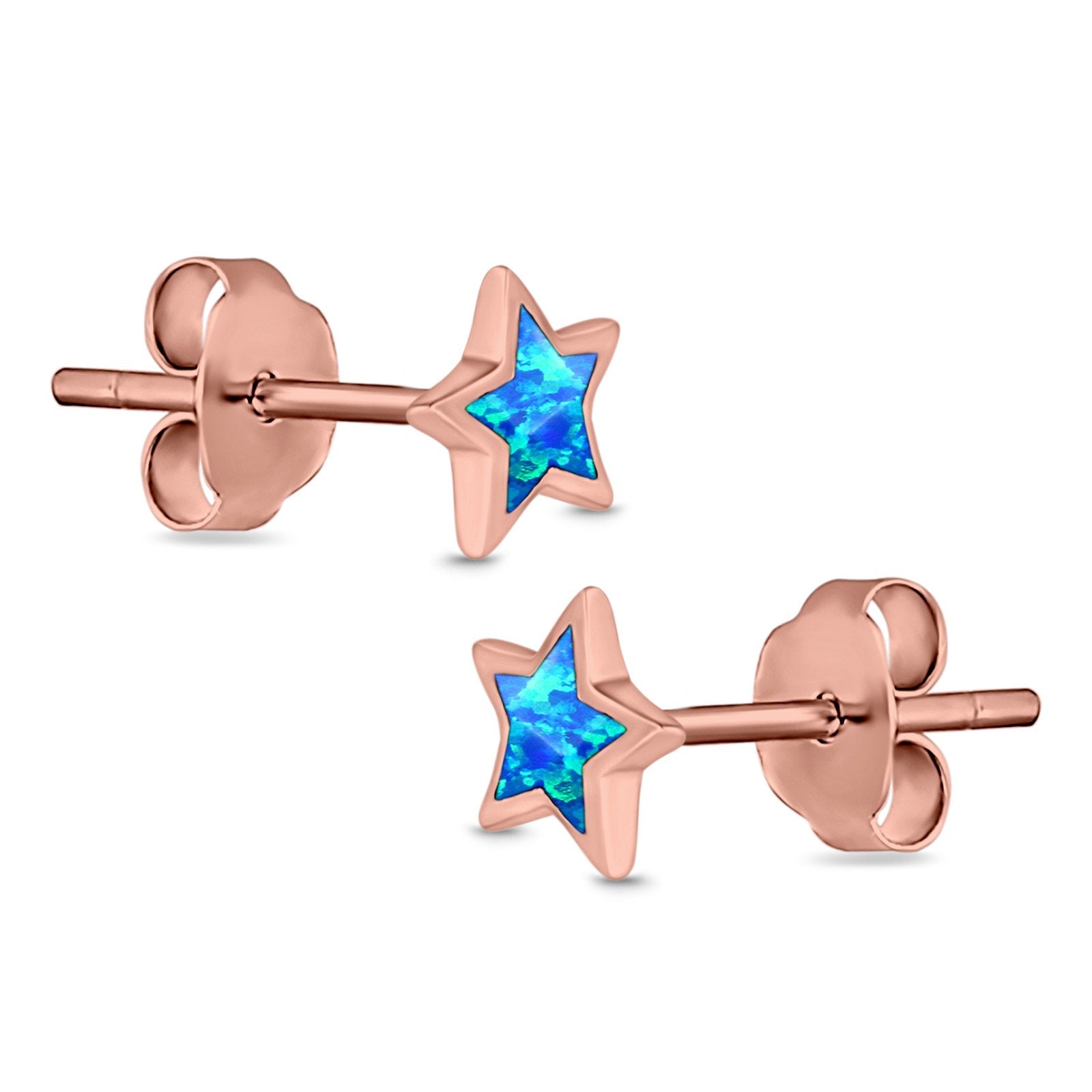 Stud Earrings Lab Created Opal 925 Sterling Silver (5mm)