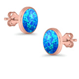Half Ball Round Stud Earrings Lab Created Opal 925 Sterling Silver (12mm)