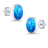 Half Ball Round Stud Earrings Lab Created Opal 925 Sterling Silver (12mm)
