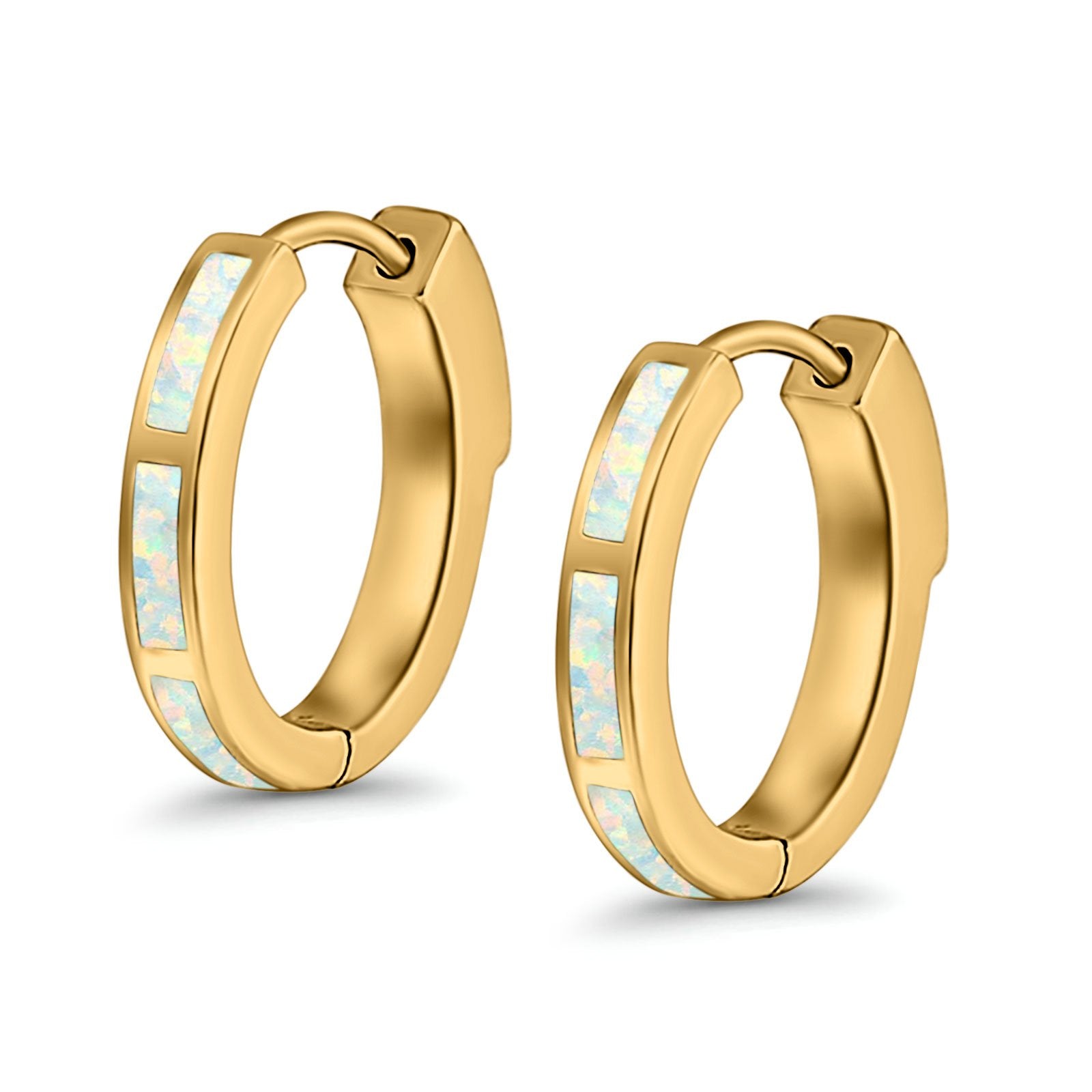 Hoop Earrings Created Opal 925 Sterling Silver (18mm)