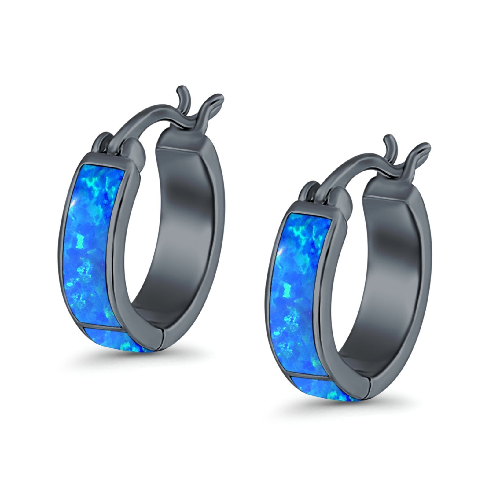 Hoop Earrings Created Opal 925 Sterling Silver (15mm)