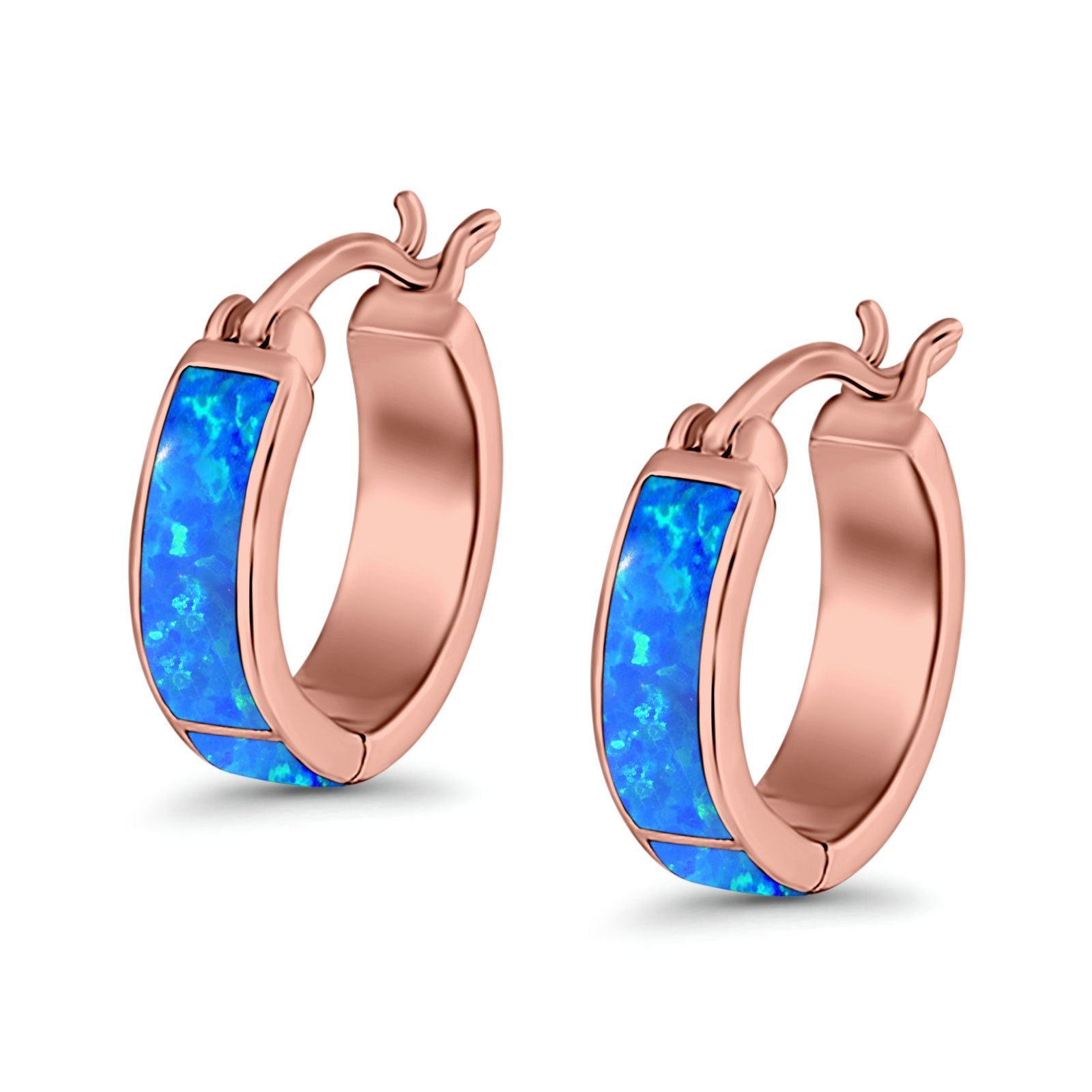 Hoop Earrings Created Opal 925 Sterling Silver (15mm)