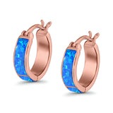 Hoop Earrings Created Opal 925 Sterling Silver (15mm)