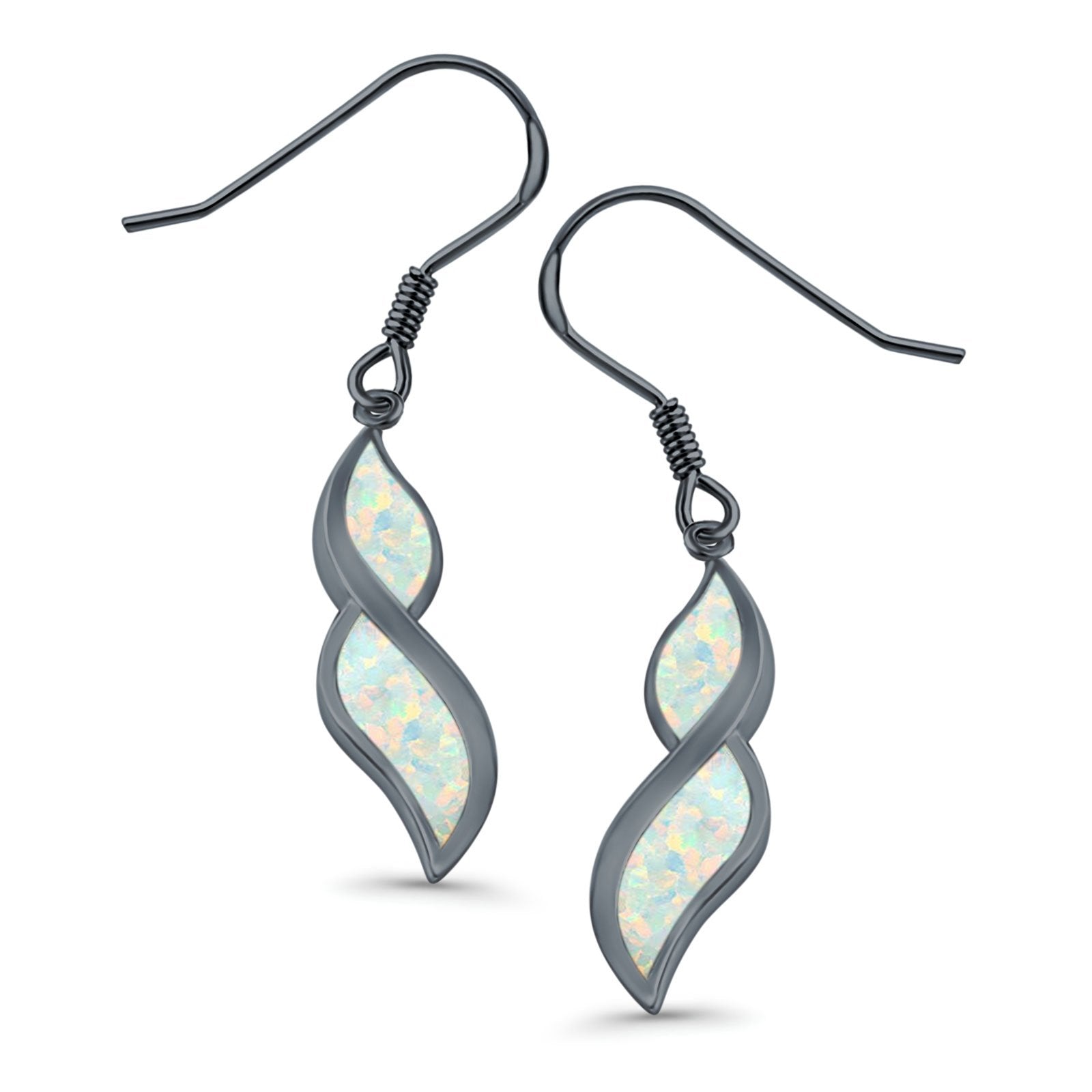 Marquise Drop Dangle Earrings Created Opal 925 Sterling Silver(30mm)