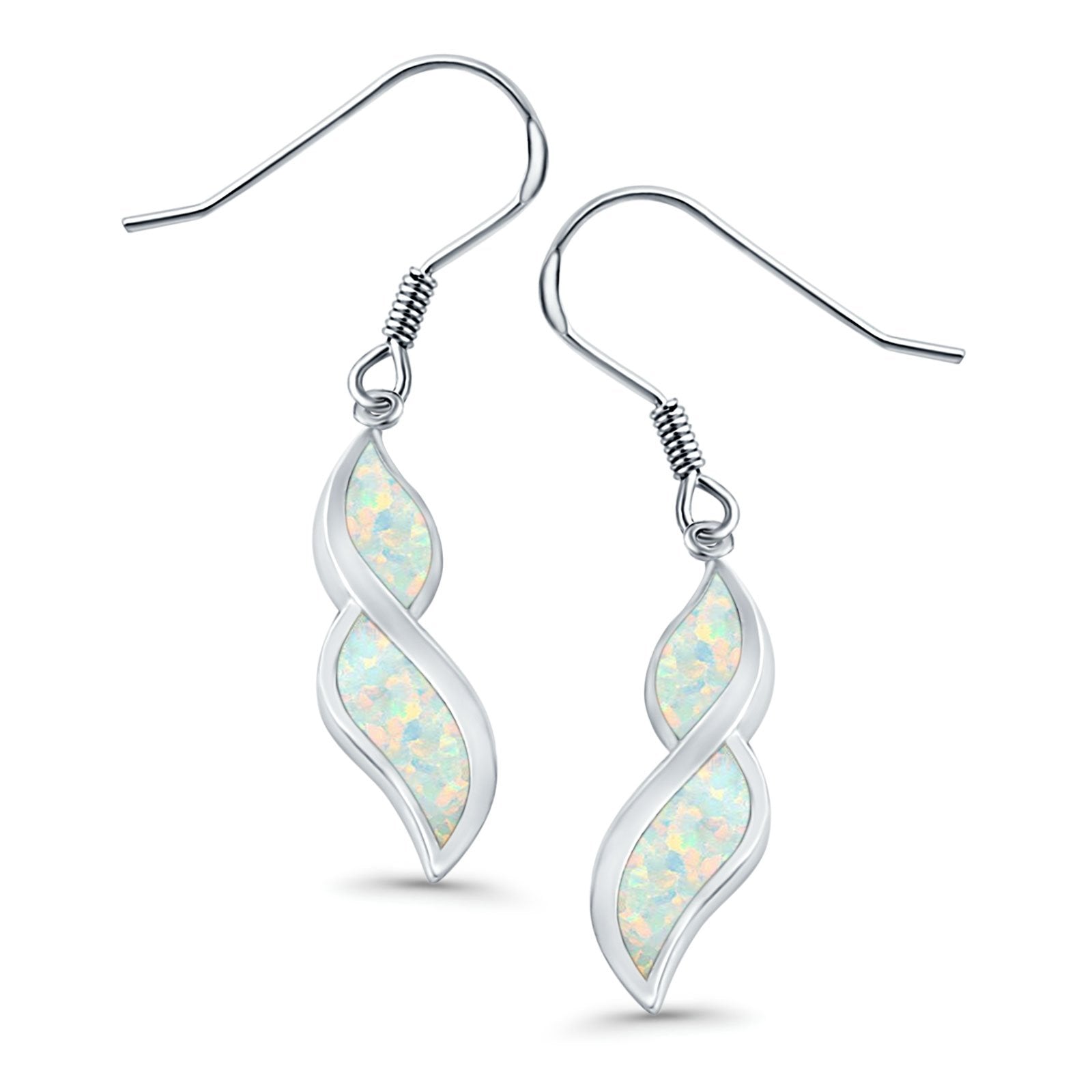 Marquise Drop Dangle Earrings Created Opal 925 Sterling Silver(30mm)