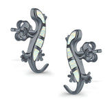 Lizard Stud Earrings Lab Created Opal 925 Sterling Silver (21mm)