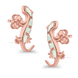 Lizard Stud Earrings Lab Created Opal 925 Sterling Silver (21mm)