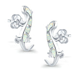 Lizard Stud Earrings Lab Created Opal 925 Sterling Silver (21mm)
