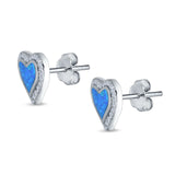 Halo Heart Stud Earrings Created Opal 925 Sterling Silver(12mm)