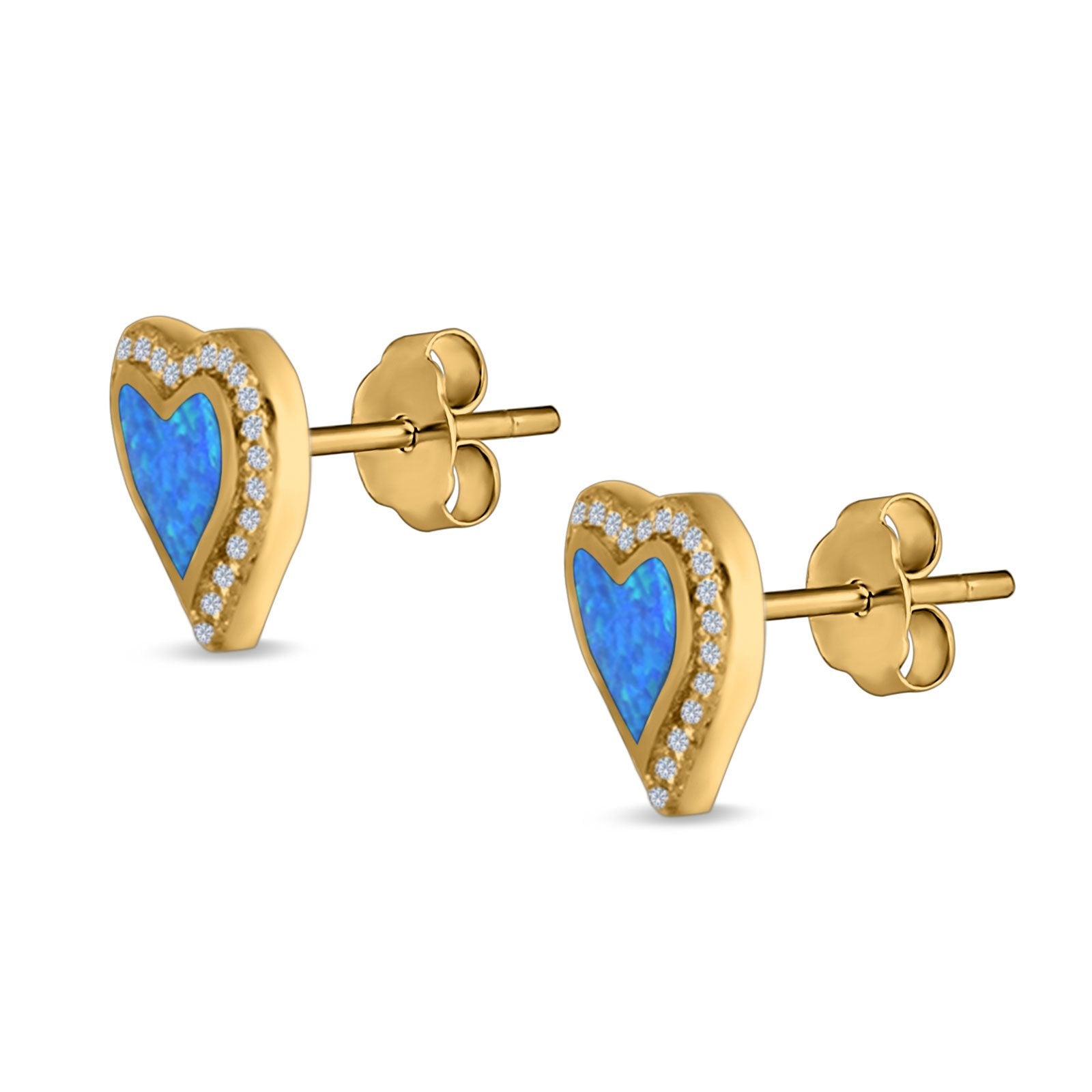 Halo Heart Stud Earrings Created Opal 925 Sterling Silver(12mm)