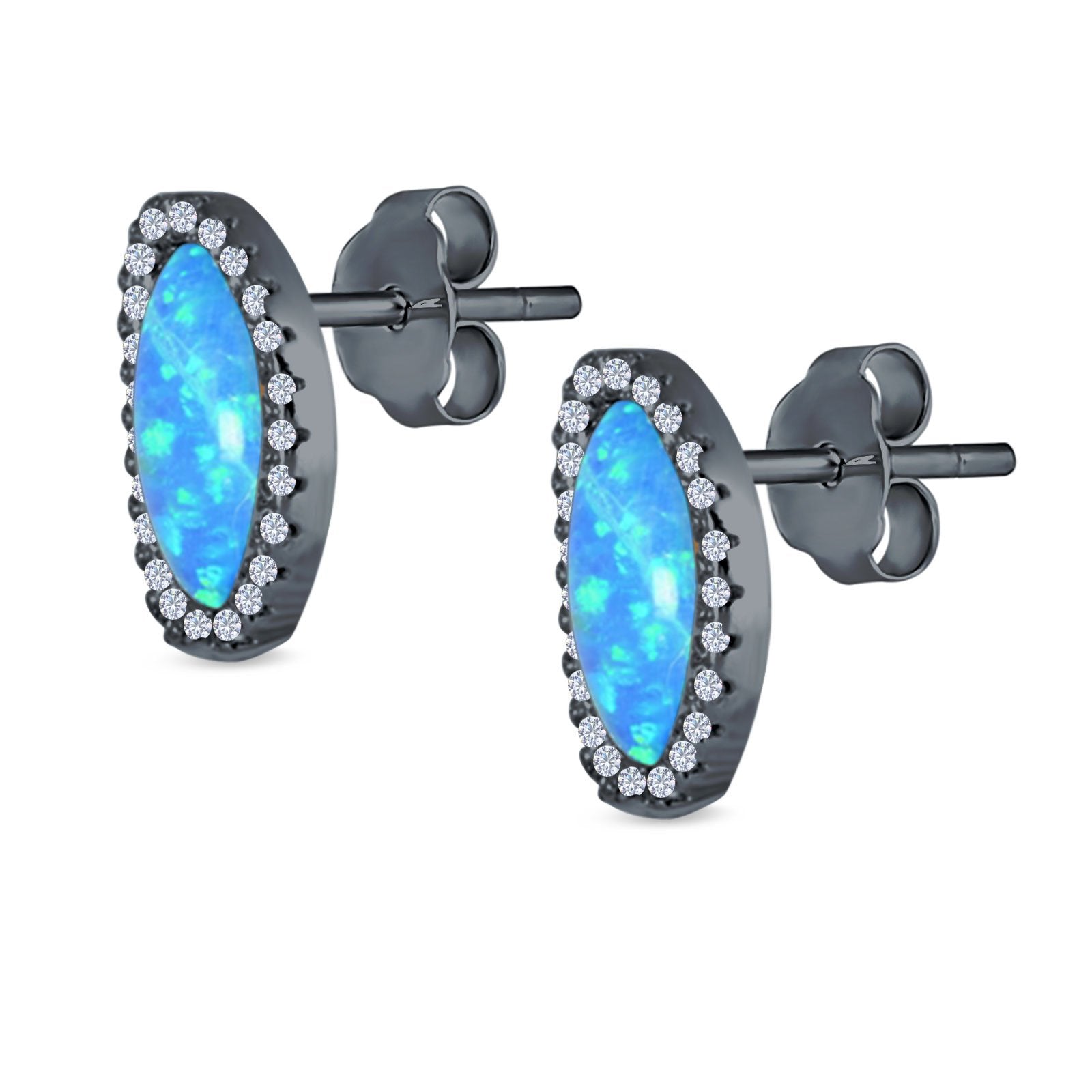Halo Stud Earrings Created Opal 925 Sterlig Silver(12mm)