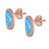 Halo Stud Earrings Created Opal 925 Sterlig Silver(12mm)