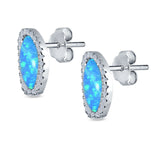 Halo Stud Earrings Created Opal 925 Sterlig Silver(12mm)