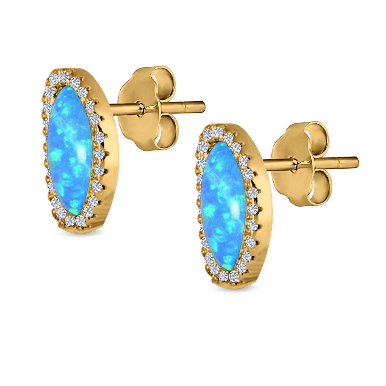 Halo Stud Earrings Created Opal 925 Sterlig Silver(12mm)