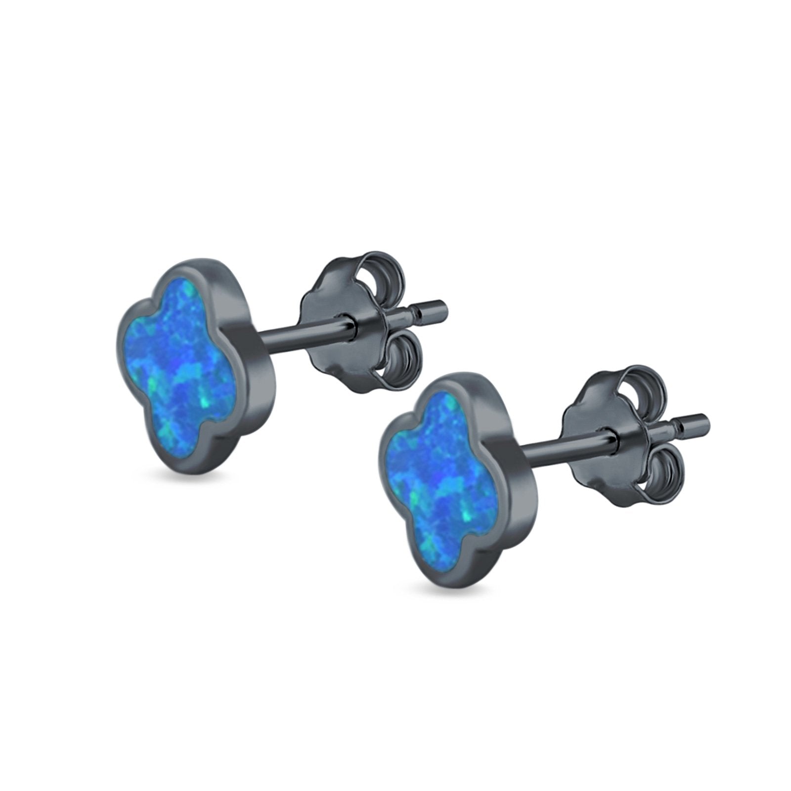 Flower Stud Earrings Lab Created Opal 925 Sterling Silver