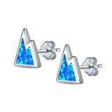 Mountain Stud Earrings Lab Created Opal 925 Sterling Silver