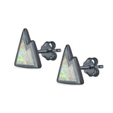 Mountain Stud Earrings Lab Created Opal 925 Sterling Silver