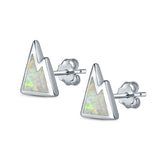 Mountain Stud Earrings Lab Created Opal 925 Sterling Silver