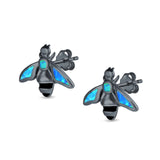 Bee Stud Earrings Lab Created Opal 925 Sterling Silver (11mm)