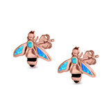 Bee Stud Earrings Lab Created Opal 925 Sterling Silver (11mm)