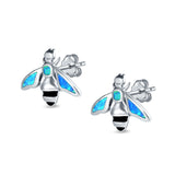 Bee Stud Earrings Lab Created Opal 925 Sterling Silver (11mm)