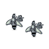Bee Stud Earrings Lab Created Opal 925 Sterling Silver (11mm)