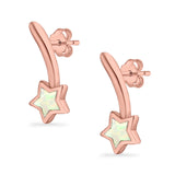 Shooting Star Stud Earrings Created Opal 925 Sterling Silver (13mm)
