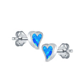 Heart Stud Earrings Lab Created Opal 925 Sterling Silver (6mm)