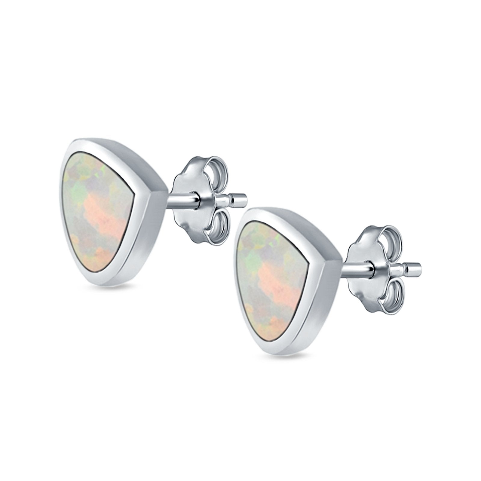 Pear Stud Earrings Lab Created Opal 925 Sterling Silver (7mm)