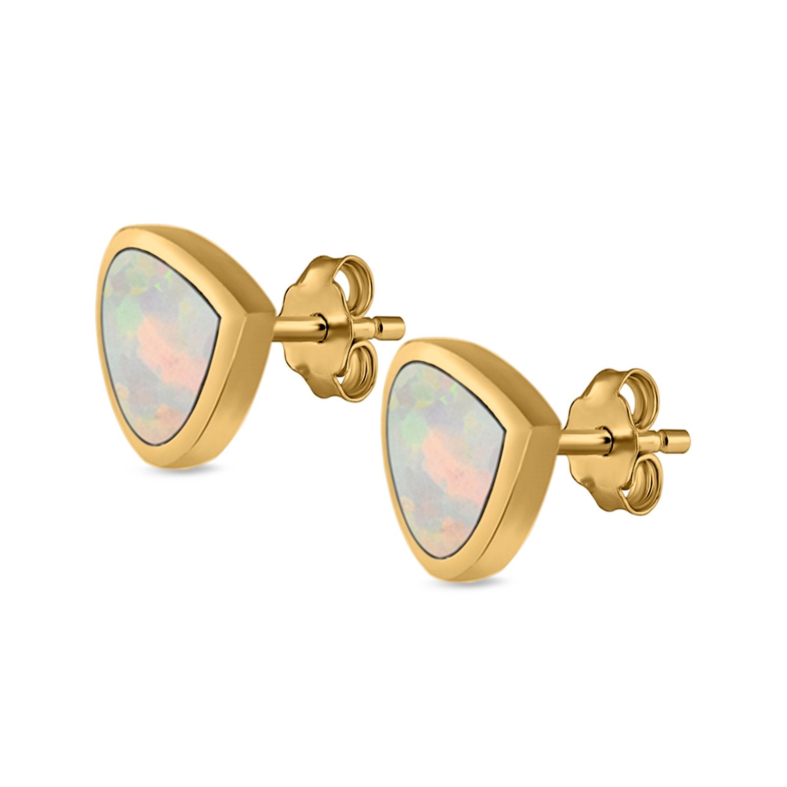 Pear Stud Earrings Lab Created Opal 925 Sterling Silver (7mm)