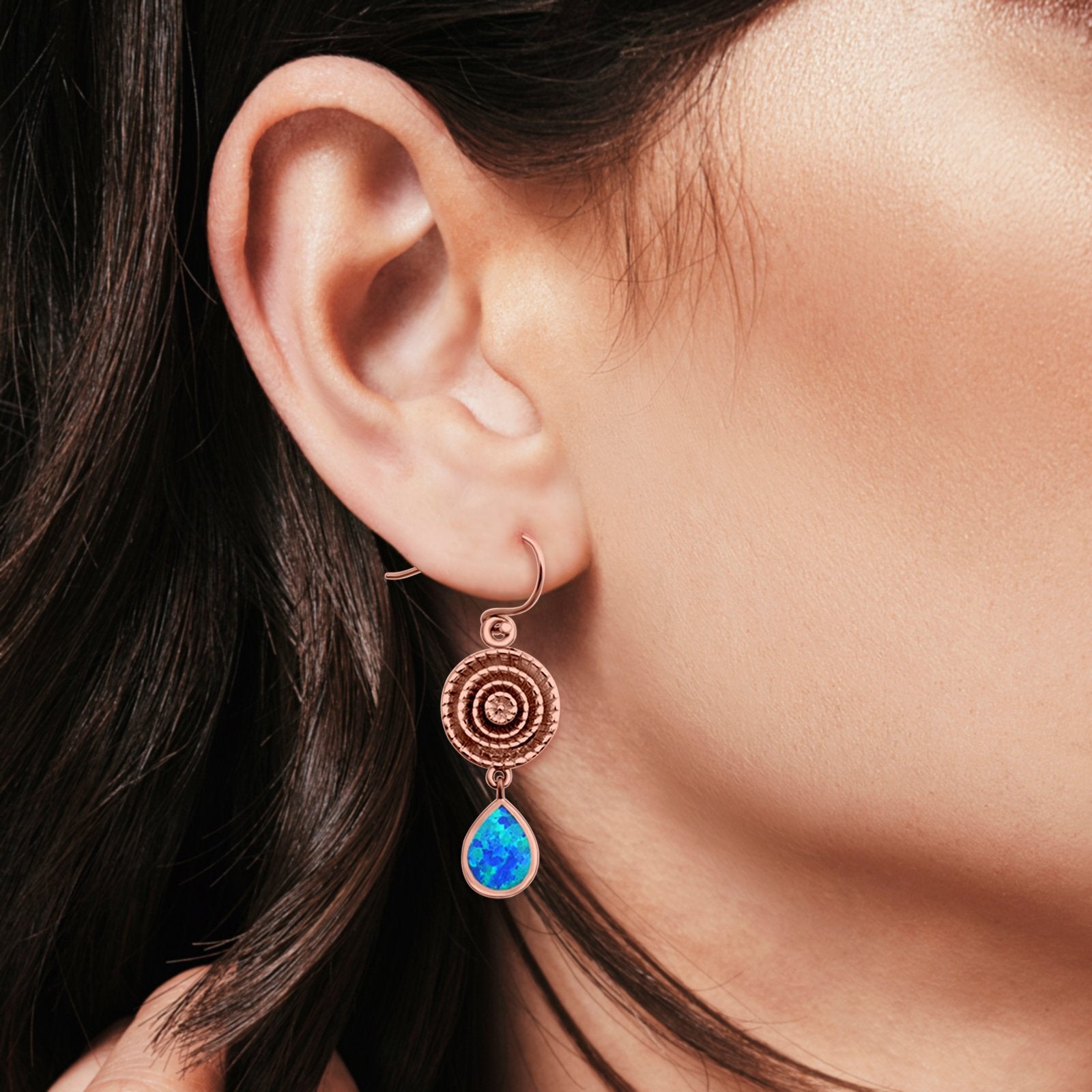 Teardrop Drop Dangle Earrings Pear Lab Created Opal 925 Sterling Silver (26mm)