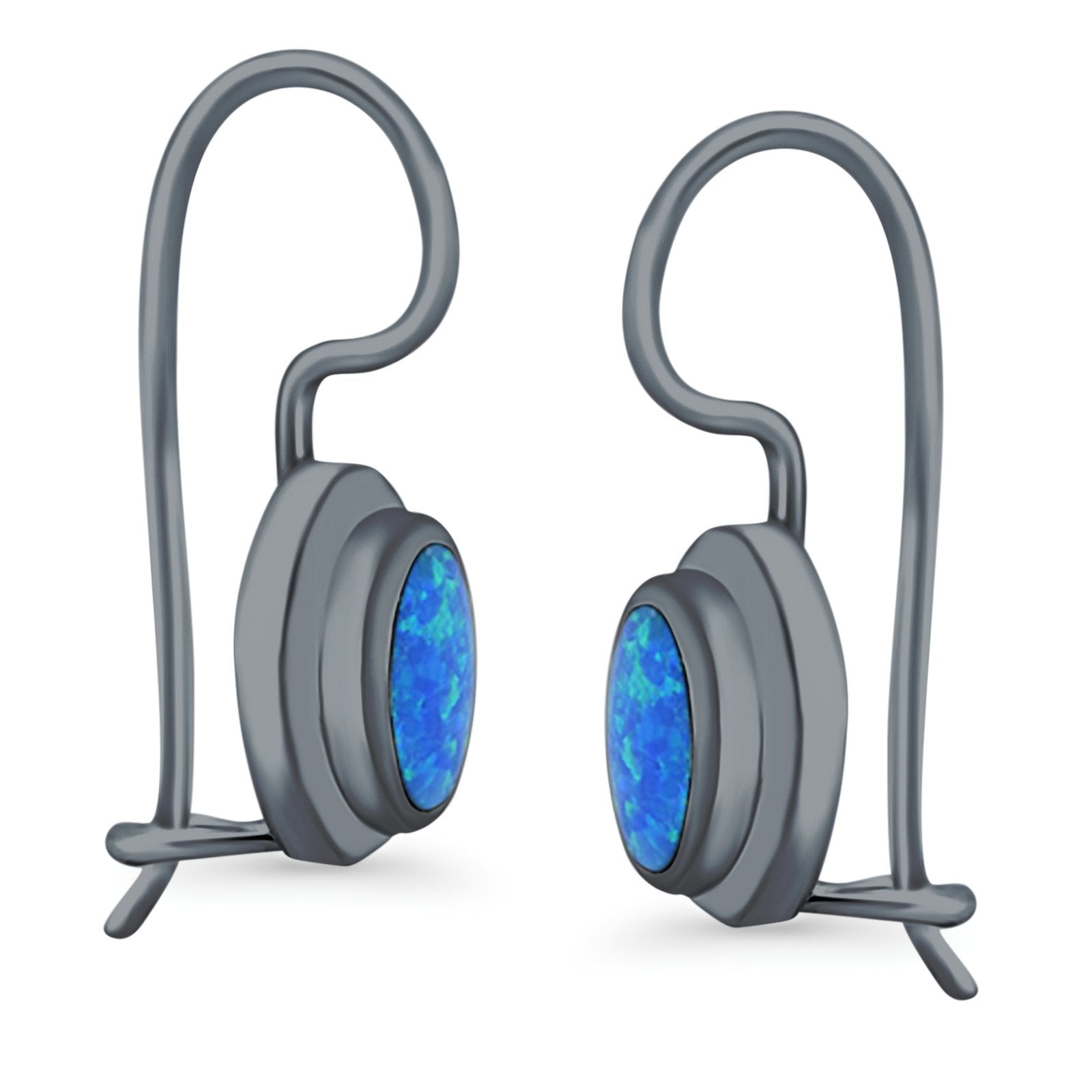 Dangling Leverback Earrings Created Opal 925 Sterling Silver (11mm)