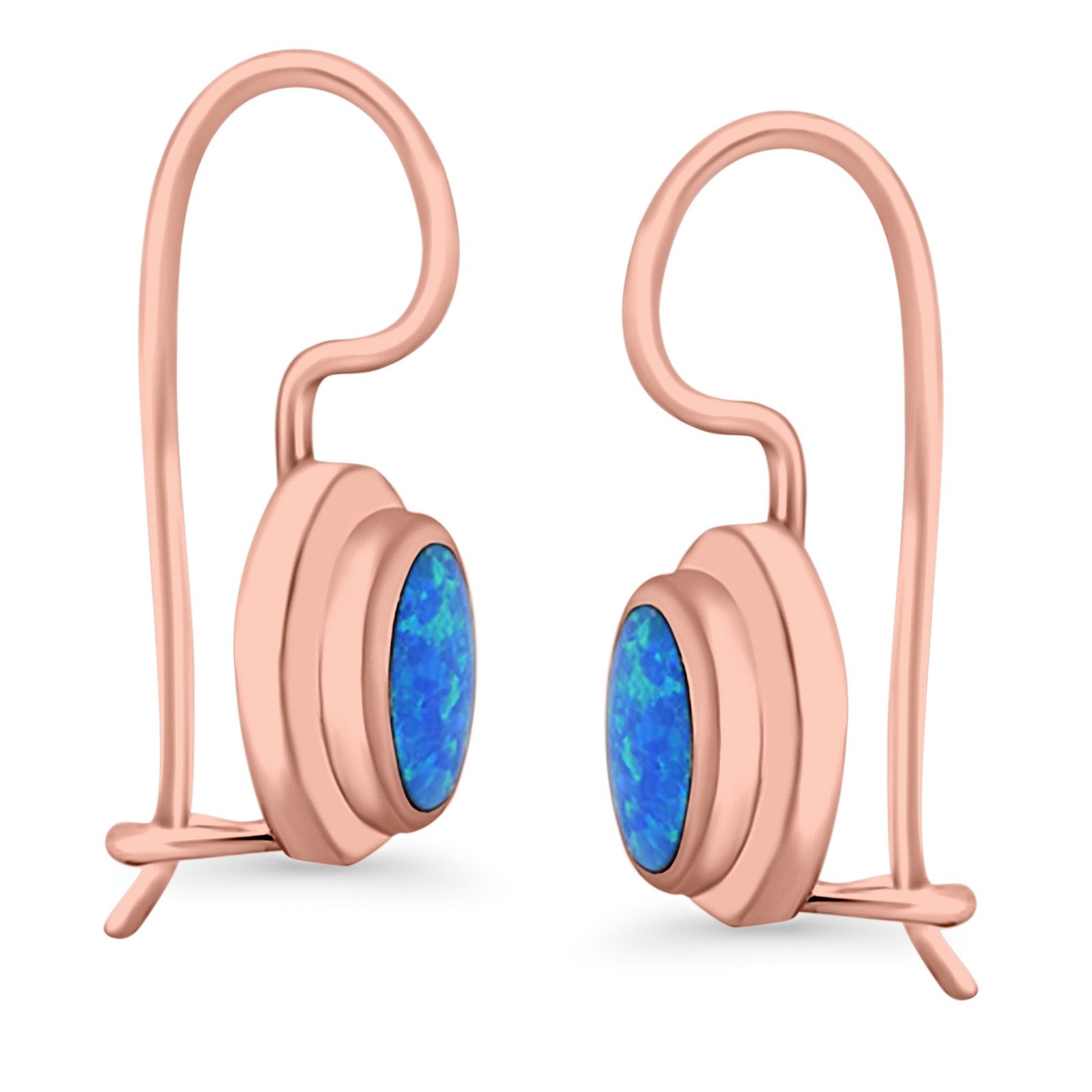 Dangling Leverback Earrings Created Opal 925 Sterling Silver (11mm)