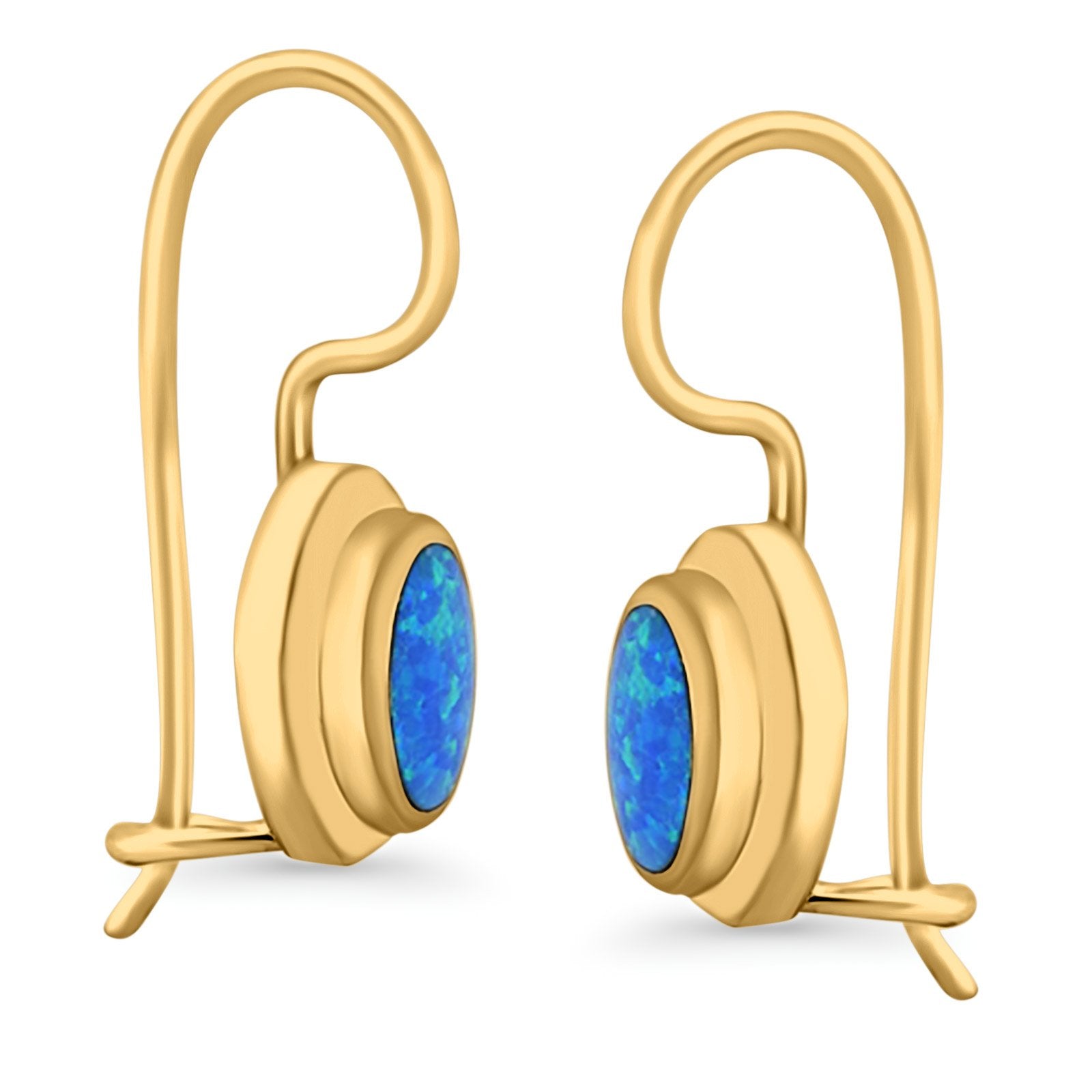 Dangling Leverback Earrings Created Opal 925 Sterling Silver (11mm)